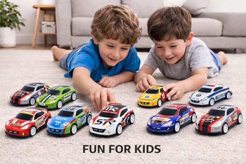 Image of TEC TAVAKKAL Die-Cast Metal Pullback Toy Cars, Mini Sports Car & Police Cars | Durable Metal Body Cars with Pull Back Mechanism | Kids Toy Cars Gift Set | Size 2.5 * 3 * 6.5 cm (Set of 10)