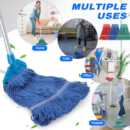 Image of Roshtia 30 Pieces Commercial Mop Head Replacement Floor Cleaning Wet Mop Heads Heavy Duty Large Cotton String Sweeper Refills for Industrial Home Use (Multicolor)