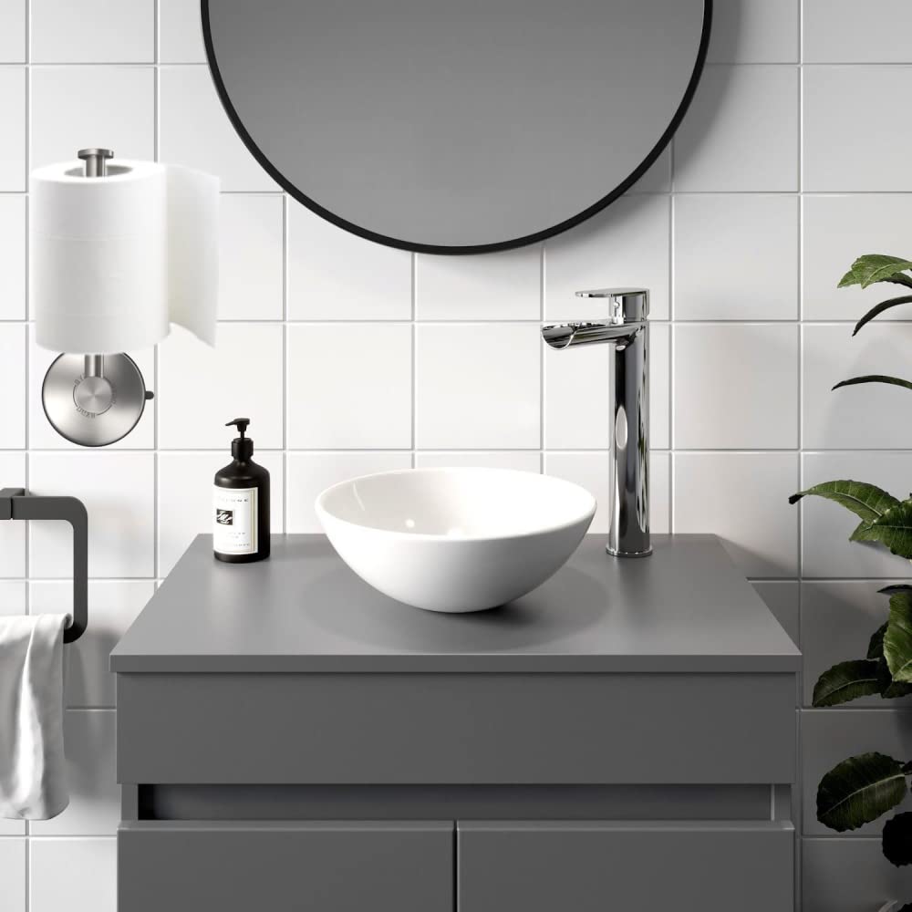 DGYB Brushed Nickel Toilet Paper Holder Wall Mount 5.8 Inch Suction Cup Toilet Paper Roll Holder Modern TP Holder SUS 304 Stainless Steel Toilet Tissue Holder for Bathroom Kitchen