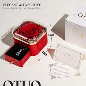 Preserved roses gift jewerlry box real eternal rose flower with necklace gifts for girlfriend mom women wife birthday and mothers day  urban country home decor