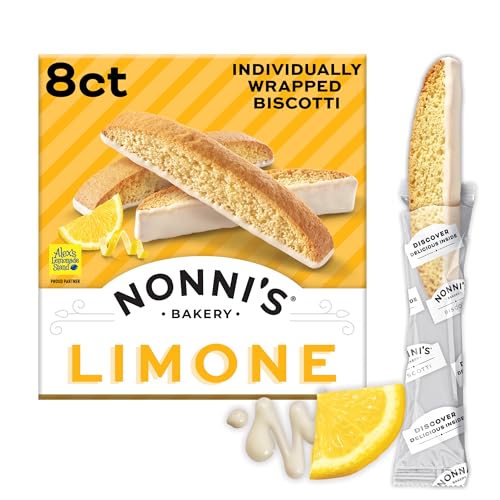 Nonni's Limone Biscotti, Individually Wrapped Italian Lemon Cookie Snacks, 8 Servings (Pack of 1)