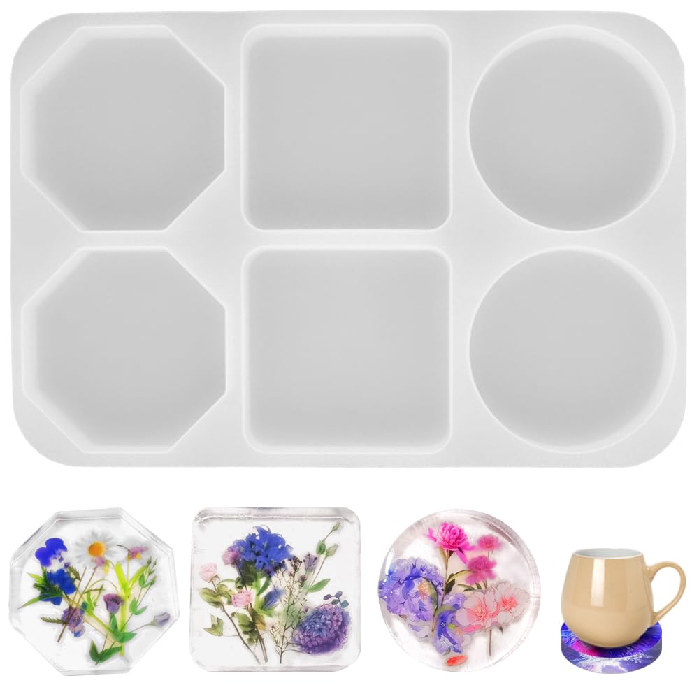 Photo 1 of 6-Cavity Coaster Silicone Molds, AIFUDA Resin Coaster Molds for Resin Casting, Large Deep Coaster Molds for DIY Coaster, Home Decoration