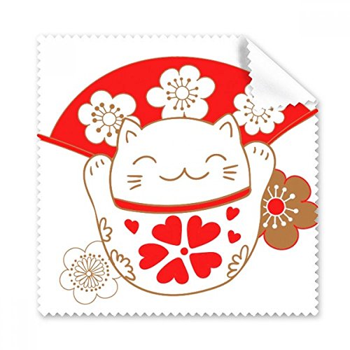 Chiffon de nettoyage tissu motif chat de la fortune japonais pour lunettes et écran x5
