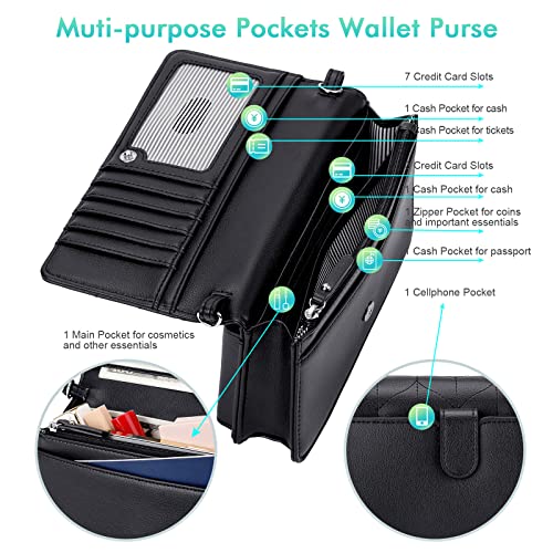 nuoku Women Small Crossbody Bag Cellphone Purse Wallet with RFID Card Slots 2 Straps3