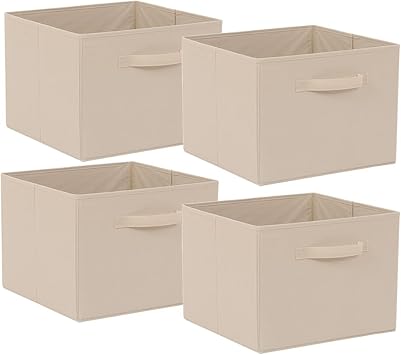 Foldable Storage Cube Boxes Set of 4, Storage Unit Box with Handle, Collapsible Storage Bins Organiser for Shelf Closet Organization
