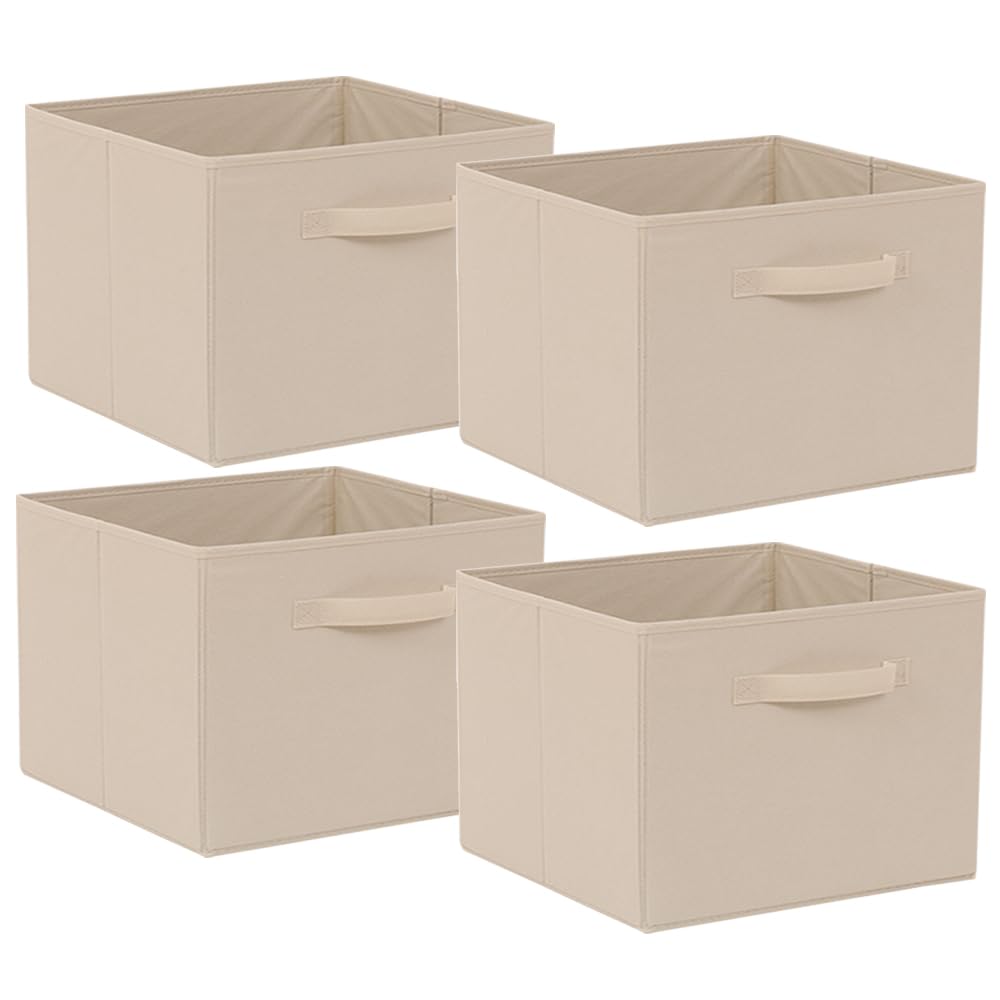 Homullel Foldable Storage Cube Boxes Set of 4, Storage Unit Box with Handle, Collapsible Storage Bins Organiser for Shelf Closet Organization