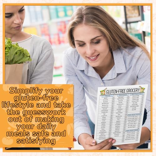 Image of Sinload 12 Pcs Gluten Free Meal Plan Poster Grocery List Gluten-free Diet Guide to Manage Celiac Disease for Healthy Eating