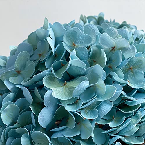 YalzoneMet Vintage Artificial Hydrangea Natural Lifelike Real Touch Faux 3 Pcs 21 Inch Lake Blue Hydrangea for Home Party Outdoor Wedding Christmas Decor Kitchen Table Centerpiece