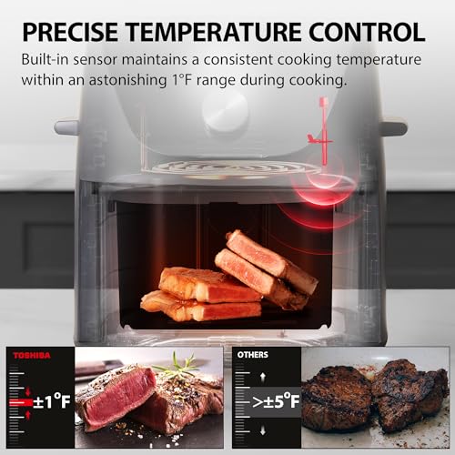 Toshiba 7.7QT Air Fryer, Family-Size for Quick and Easy Meals, 12 Preset Menus and Menu-IQ Function, 1°F Precision, 90% less fat, Double-sided Handles Easy Carrying - Image 6