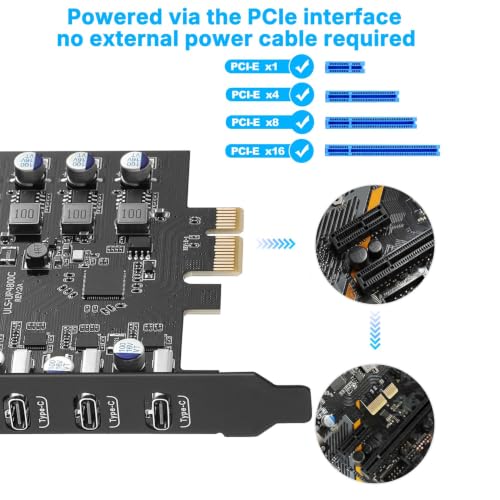 Image of 4-Ports PCIe USB 3.0 5Gbps Expansion Card (4X Type-C) | PCIe USB C Expansion Card, USB C PCIe Card with a Low Profile Bracket, with Windows 11 /10 /8 /7 /XP and Linux