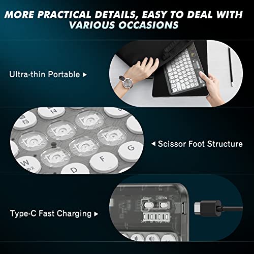 Omoton Bluetooth Keyboard Transparent Black, Multi Device Ultra-Thin Portable Wireless Bluetooth Keyboard For Ipad Smartphone Tablet Laptop, Backlit Mini Rechargeable Keyboard For Ios Android Windows #TOP6