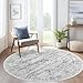 Soalmost 6x6 Grey Round Rug 6ft Living Room Circle Rug Gray Vintage Round Area Rug Non Slip Indoor Carpet for Dining Room Bedroom