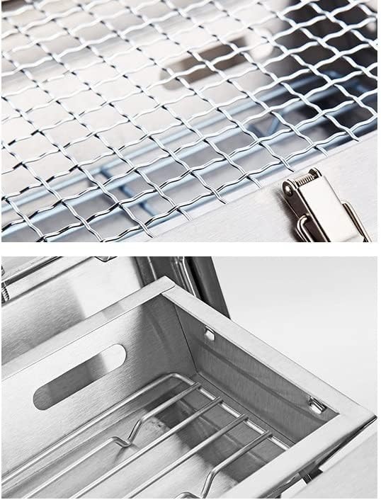 Miniatura 4 de Barbacoa Parrilla de carbón Parrilla de barbacoa de acero inoxidable al aire libre Parrilla de barbacoa de carbón portátil plegable Herramientas de