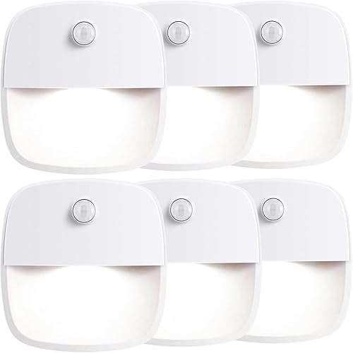 FXK Luz nocturna con sensor de movimiento, luces LED de noche alimentadas por batería, luces de escalera con sensor de movimiento inalámbricas para