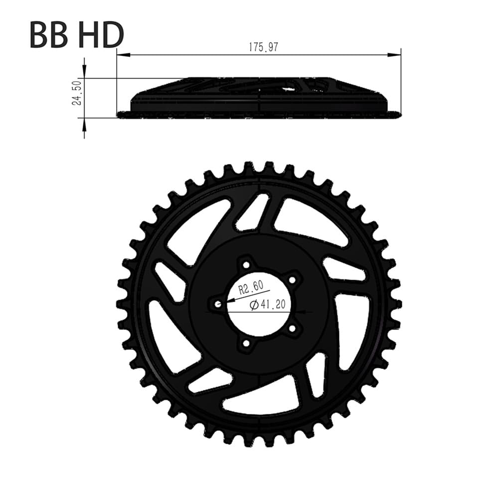42T Kettenblatt-Offset-Korrektur für Bafang E-for Fahrrad, Aluminiumlegierung Ritzel mit präziser Passform, Rot