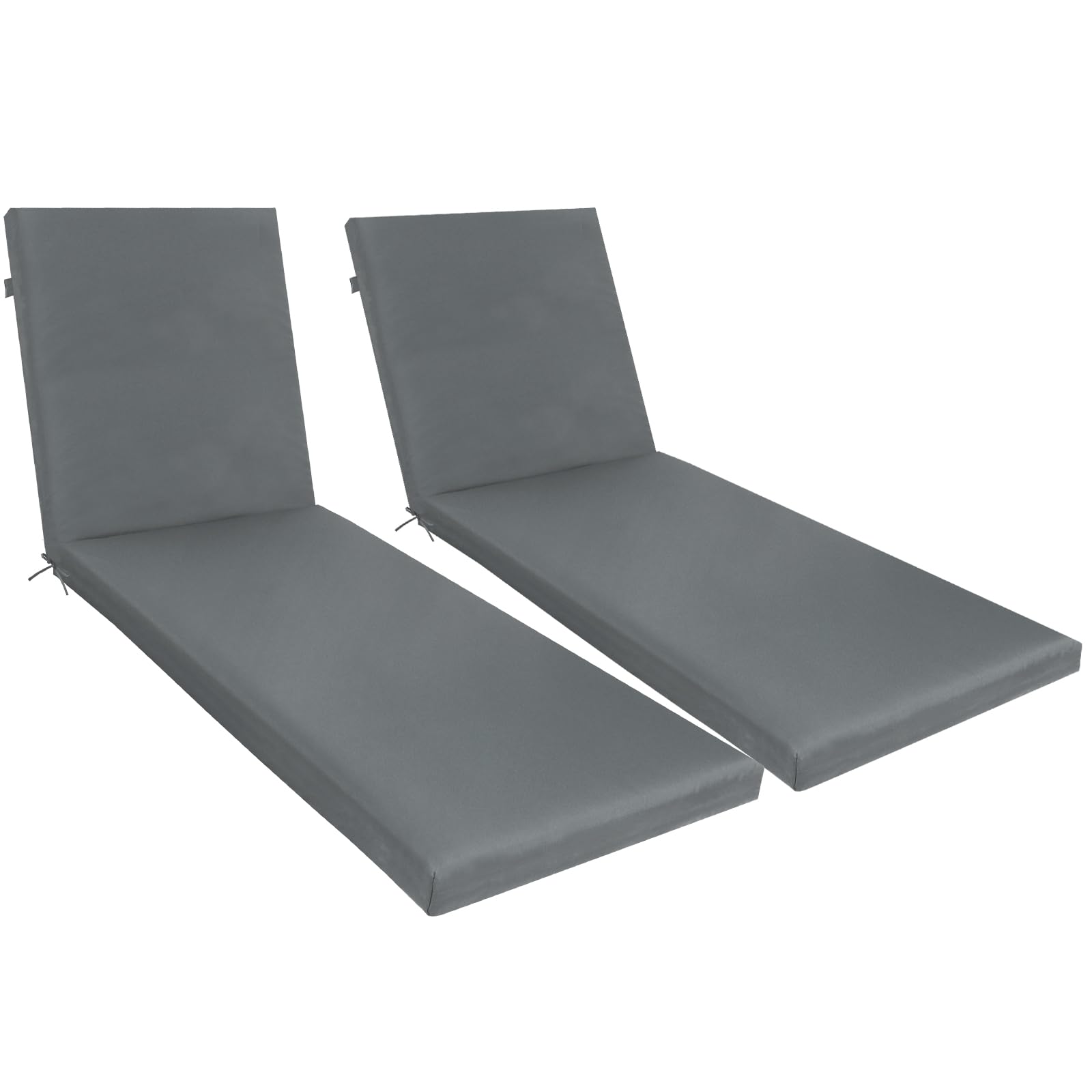 only choice 2 pcs set outdoor chaise lounge cushion, lounge chair cushion water resistant fabric for lawn, pool, replacement seat cushion for patio (gray)
