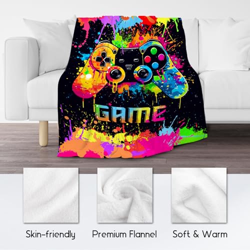 Mercuryelf Blanket for Boys Gaming Blankets Gifts - 40x50 Inch Cozy Flannel Throw for Kids