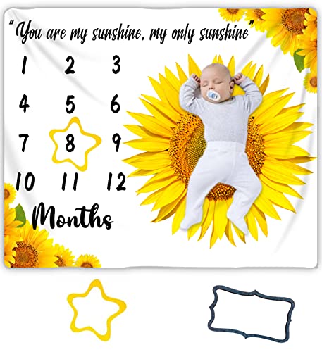 Image of Flannel Baby Monthly Milestone Blanket, You are My Sunshine, 48x40inch