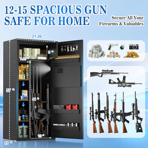 Image of 12-15 Large Gun Safe for Rifles and Pistols, Quick Access Rifle Safe