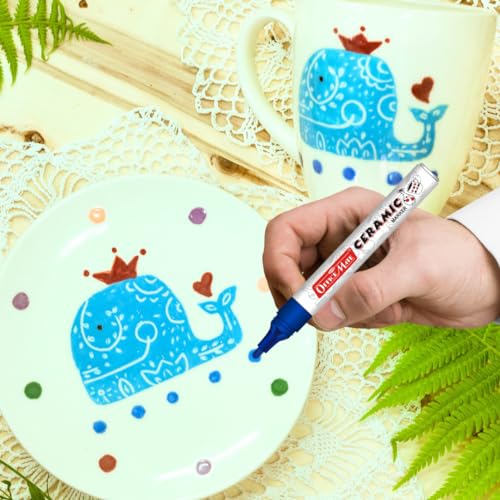 Image of Soni Officemate Ceramic Marker | Pack of 10 (Mix) | For Ceramic, Rock, Glass Painting | Fade-Proof, Smudge-Free | 4.5 mm Tip | Long-Lasting Ink