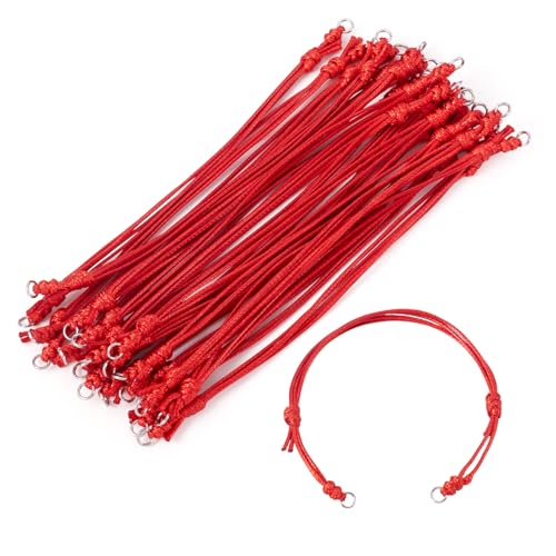 Sparkeads, 20 piezas de 23,5 cm de cordón de pulsera trenzada sin terminar, cordón de poliéster encerado ajustable para pulseras de la amistad, manualidades de joyería DIY, color rojo oscuro