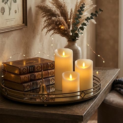 Image of LTETTES Flameless Frosted Plastic Pillar LED Candles| 2 AA Battery Operated | Decorative Candles for Home Decor, Party & Indoor Outdoor Use | Set of 3 with Remote