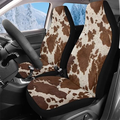 Housse de siège de voiture motif vache marron 52x138cm pour auto et SUV