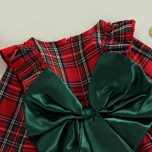 Toddler Christmas Dress Baby Girl Red Plaid Dresses And Green Tutu Xmas Outfit With Ruffle Princess Bowknot (Vintage Red Green,2-3T) #TOP4
