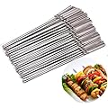 YUYOU Stainless Steel Barbecue Skewers for Grilling, Reusable Barbecue Sticks for Meat Shrimp Chicken Vegetable - Outdoor Camping Picnic Tools Cooking Tools