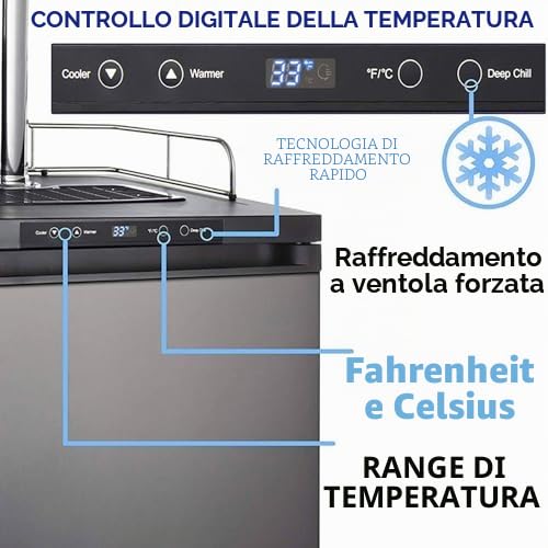 Distributore di birra commerciale con mini frigo, flusso regolabile e temperatura per bar e barbecue domestici