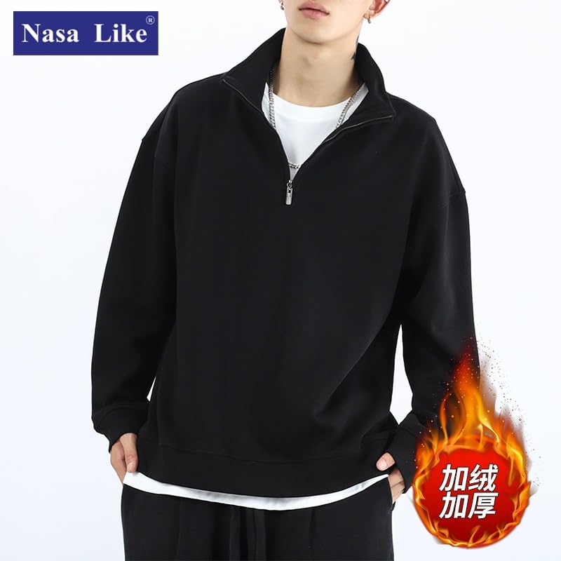 Sweat col roulé homme velours épais pull ample manches longues automne - 5