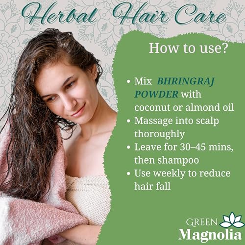 Image of Bhringraj Powder for Hair Growth Natural Ayurvedic Hair Care Chemical-Free Strengthens Roots Reduces Hair Fall & Premature Greying (150gm)