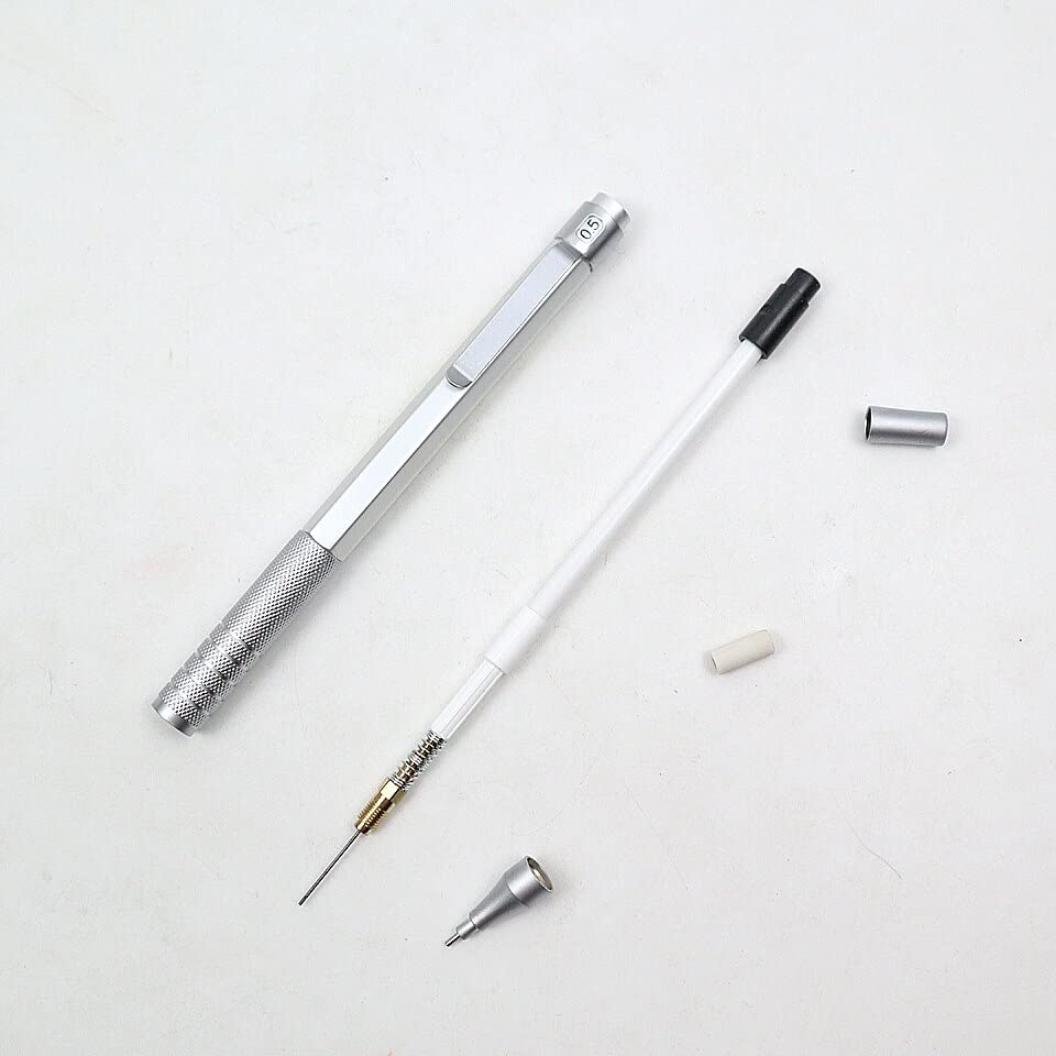 2er-Pack Druckbleistifte aus Vollmetall, 0,5 mm, für professionelles Malen und Schreiben, Schulbedarf, inklusive 2 Nachfüllminen (2 Stück)