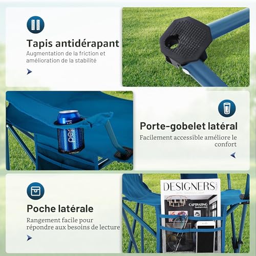 Chaise de camping pliante LET'S CAMP lot de 2 avec sac isotherme 120kg - 8