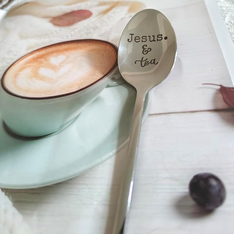 Miniatura 3 de Cuchara de té y Jesús para mujeres, hombres, amantes del té de Jesús, regalo para papá, mamá, regalos cristianos para compañeros de trabajo, regalo