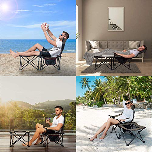 Xgear 2 In 1 Folding Camping Chair Portable Lounge Chair With Detachable Table For Camping Fishing Beach And Picnics (Grey) #TOP5