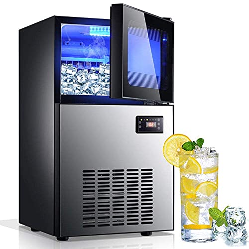 Ice Cube Maker Commercial Machine, Adjustable Thickness, 24h Intelligent Timing Perfect for Tea Shop, Hotel, Cold Drink Shop, Cafe