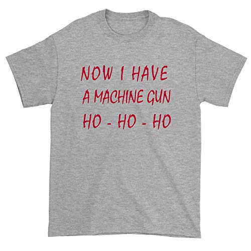 Mens Now I Have A Machine Gun Ho Ho Die Bruce X-Large Heather Grey T-Shirt