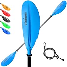 OVERMONT Paddle Aluminium Double Paddle Paddle with Leash Adjustable Paddle Blades for Canoeing Kayaking Canadian Boat Rowing Boat Black/Red/Orange/Blue/Green
