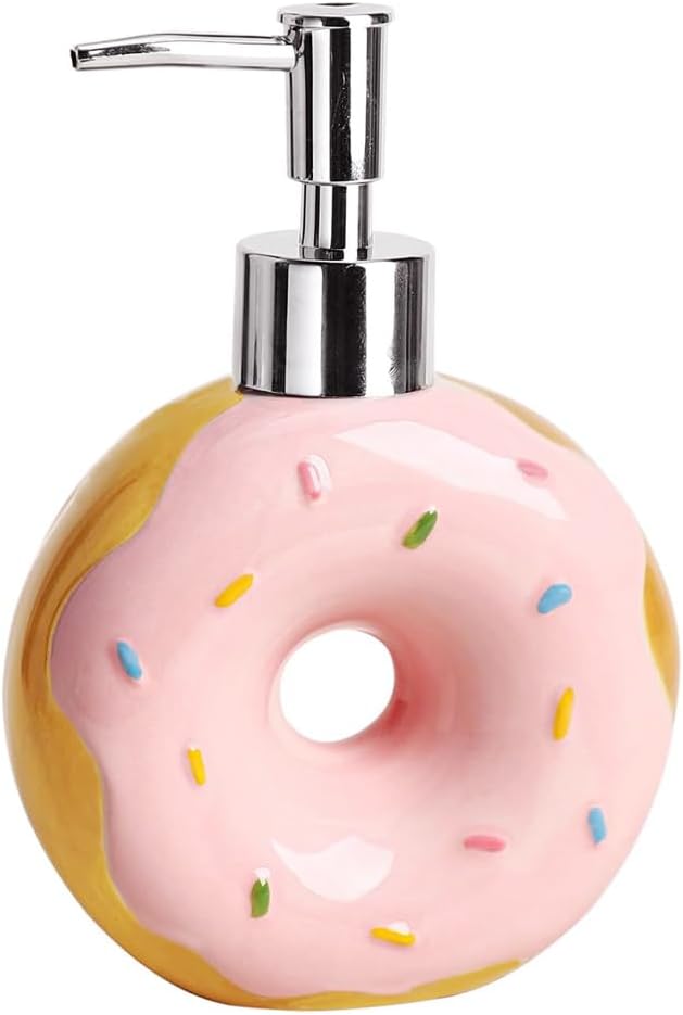 Doughnut Soap Dispenser Lotion Bottle Ceramic Liquid Dispenser for Bathroom