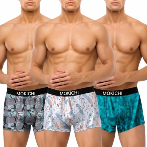 Image of Men's Premium Microfiber Printed Boxer Briefs for Men | Soft, Breathable, Stretchable Innerwear | Moisture Wicking Comfort Trunks Prints