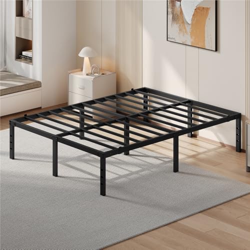 Yaheetech Rete Letto Matrimoniale 160 cm × 200 cm Senza Testiera Altezza 36 cm con Contenitore Sotto il Letto a Piattaforma in Metallo Nero