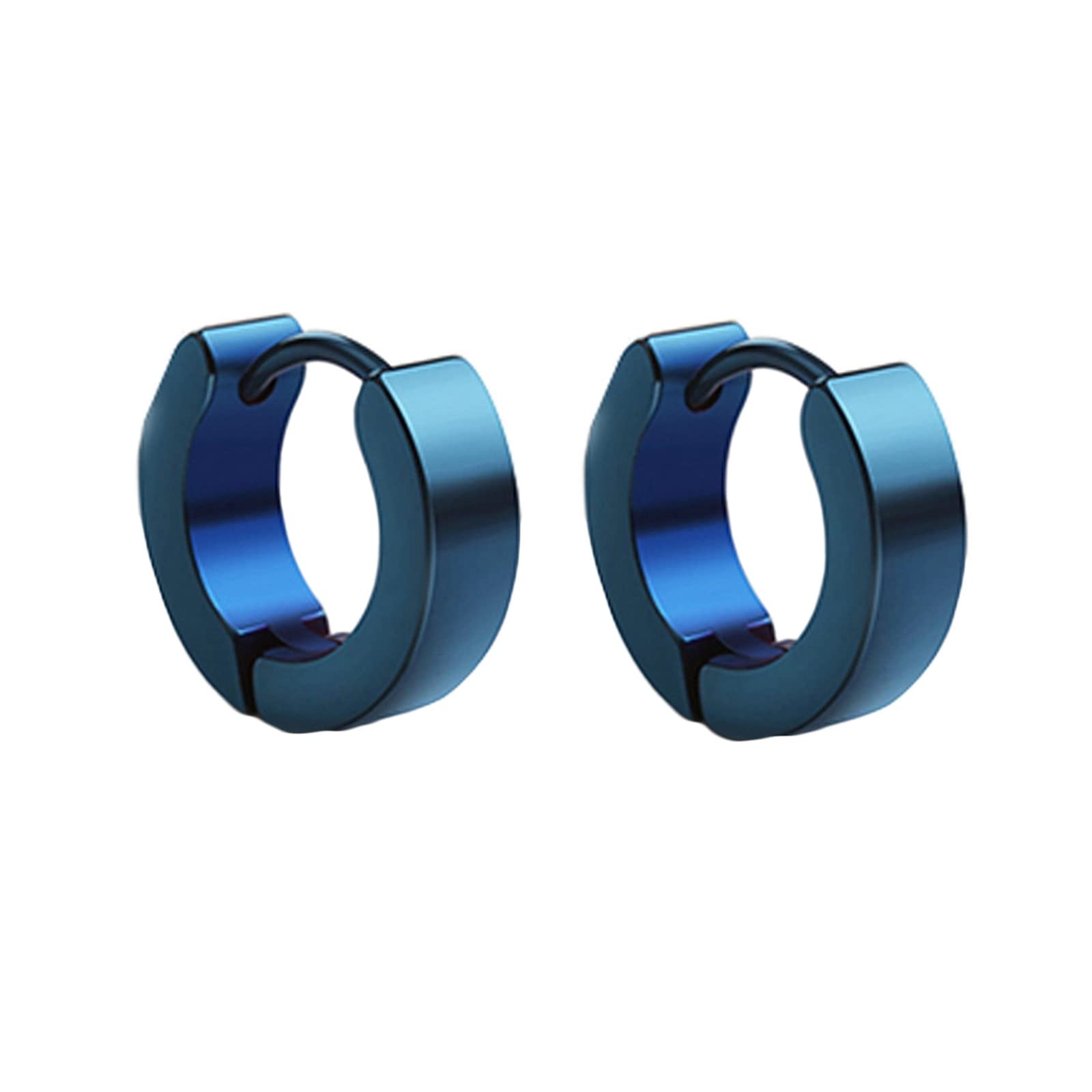 Orecchini a cerchio da uomo in acciaio inossidabile, cerchi da donna rotondi argento/nero/blu 4x9MM