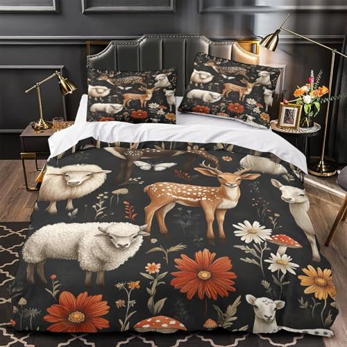 Housse de couette animaux de la forêt en microfibre légère pour chambre d'ado