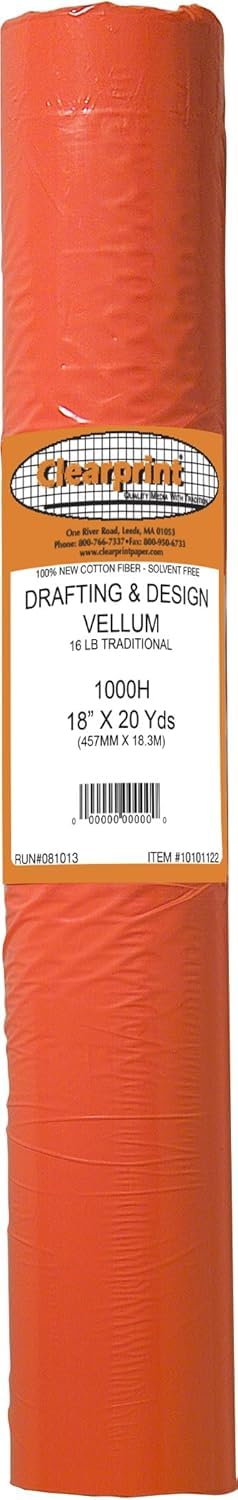 Clearprint - Rouleau de vélin non imprimé série 1000H, Vélin, blanc, 18 Inches W x 20 Yards Long