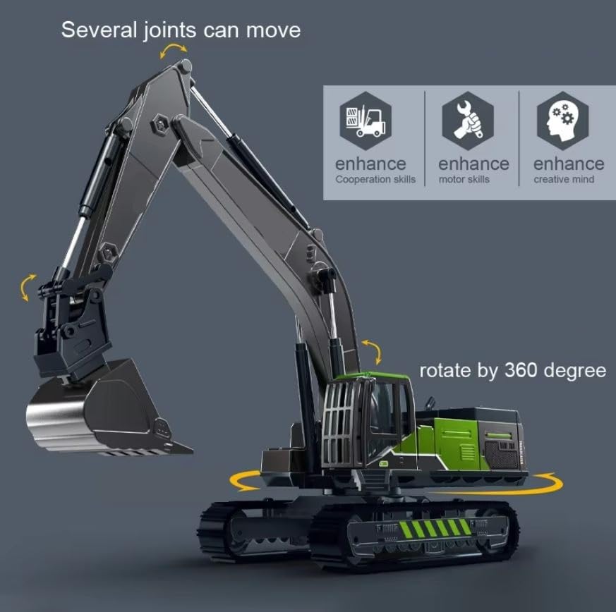 Image of Unbreakable Friction Power Excavator Long Crane with All Moving Parts Engineering Vehicle Model Toy Construction Truck Toy for 3+ Years Old Kids Boys Girls
