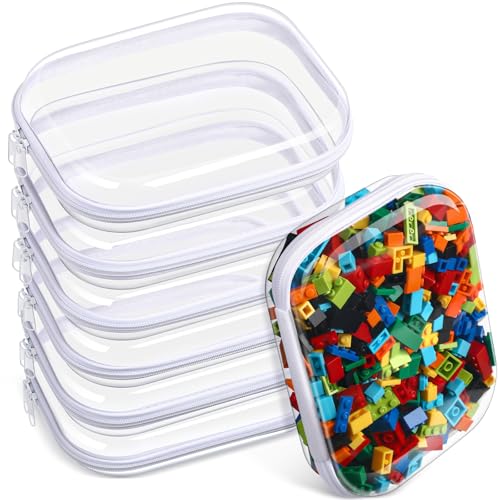 Image of Sanwuta 6 Pcs Clear Hard Zipper Case Hard Plastic Zipper Pouches Makeup Bag Pencil Pouches Transparent Cases for Snacks Plastic Storage Organizer Box for Travel(Clear,7.87 x 5.9 x 2 Inch)