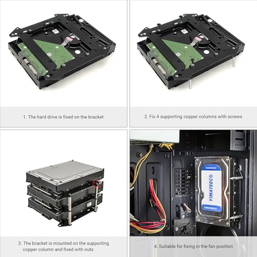 YIMATEECO Hard Drive Mounting Bracket Kit,3.5 SSD Hard Disk Mounting Bracket Adapter,for 12CM Computer Case Fan Position( Black,Mounting Screws) - Image 7
