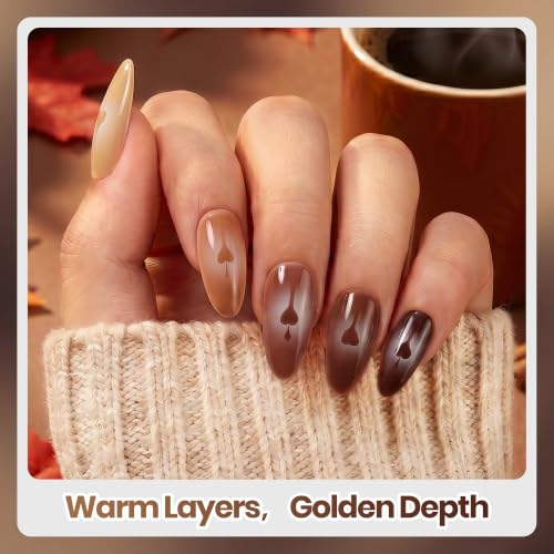 Image of Beetles Brown Gel Polish Set - Fall Whisper Collection, 6 Colors Brown Nude Polish Set, Soak Off UV LED Nail Gel Earth Tone Autumn Nail Colors for DIY Manicure
