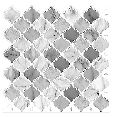 GRIPRO Peel and Stick Backsplash – Wall Tile for Kitchen Backsplash 10"x10" 3D Adhesive Backsplash Tile for Kitchen, Bathroom 3D Wall Panels (4 Sheets Grey)